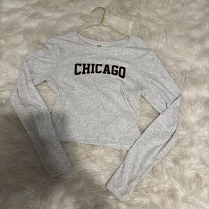 Garage “Chicago” Spring Grey Mix Ribbed Long Sleeve Crop Top